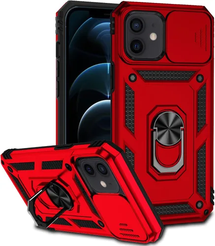 Vista 9 de Funda para iPhone 12/12 Pro, iPhone 12/12 Pro con funda para cámara y soporte, grado militar, a prueba de golpes, resistente, con funda magnética