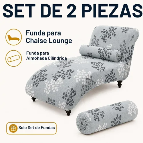 Vista 4 de Funda Impresa para Chaise Lounge sin Brazos Interior Funda Elástica para Silla para Sala de Estar Dormitorio Funda Elástica sin Brazos para Chaise