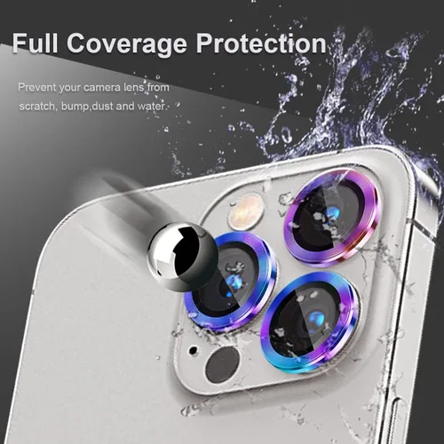 Vista 2 de 3+1 Compatible con iPhone 14 Pro y iPhone 14 Pro Max, protector de lente de cámara de vidrio templado 9H, anillo individual de metal, cobertura
