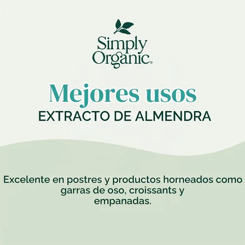 Vista 5 de Simply Organic Extracto de almendras, frasco de vidrio de 4 onzas, sabor vegano cálido sin azúcar para postres, café y batidos