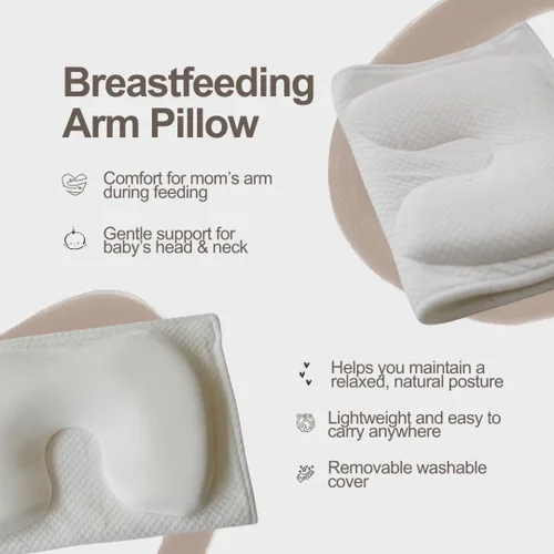Vista 5 de Almohada para el brazo de alimentación del bebé, funda extraíble CertiPUR-US Certified, Central Head Indent, Breathable 3D Mesh, For Ages 0-12