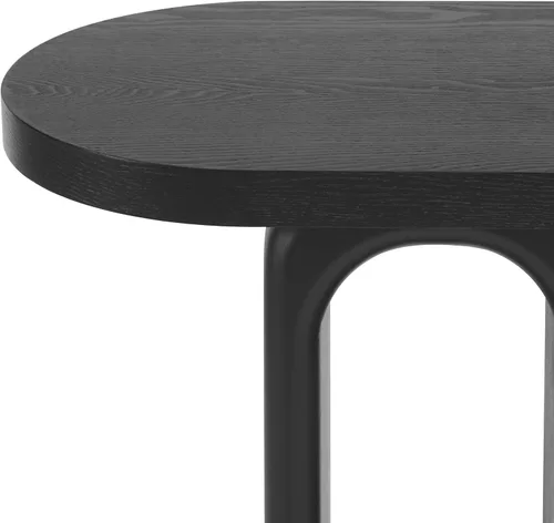 Vista 9 de 50" Modern Art Sculptural Console Table, Oval Cutout Legs, Wood Veneer, Thick Rounded Tabletop, Contemporary Entryway Sofa Table for Living Room