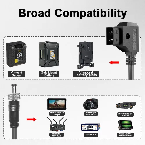 Vista 2 de Alvin's Cables ATOMOS Monitor Cable de Alimentación Bloqueo DC a D Tap para Dispositivos de Video PIX-E7 7 Pantalla Táctil Hollyland Mars 400s