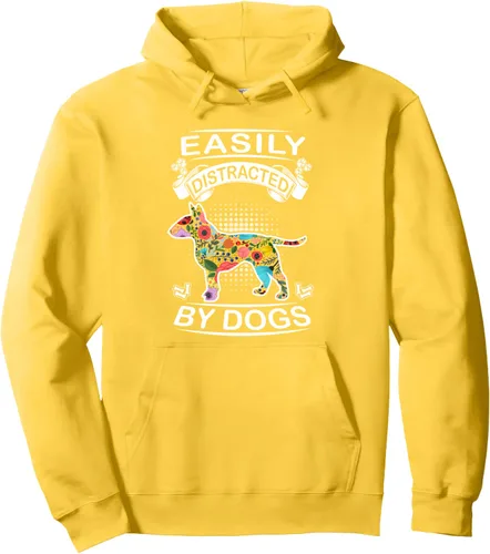 Vista 6 de Easily Distracted By Dogs Bull Terrier Dog Lovers Puppy Pullover Hoodie