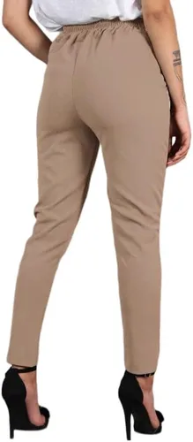 Vista 2 de LYANER Pantalones de tubo elásticos de cintura alta con bolsillos para mujer