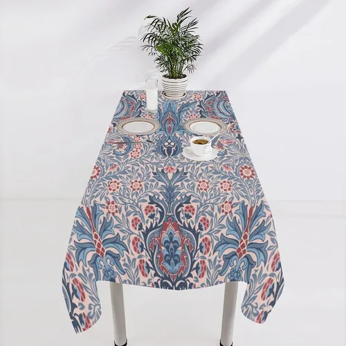 Vista 187 de Mantel Floral Retro de Pájaros, Diseño Original Bohemio William Morris Estampado Cubierta de Mesa para Hogar Picnic Fiesta Comedor Cocina William