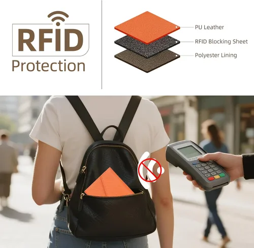 Vista 101 de Zoppen - Billetera de viaje con bloqueo RFID multiusos (Ver.4) Portatarjetas de pasaporte y vacunas, organizador de documentos de tres pliegues