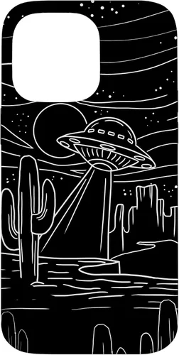 Vista 21 de iPhone 16 UFO Desert Retro Alien Spaceship Area 51 ET Space Lover Gift Case
