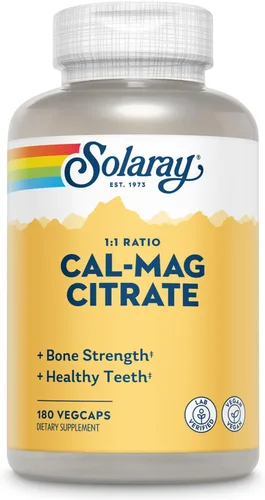 Vista 7 de Solaray Citrato de calcio y magnesio de 1000 mg de relación 1:1, suplemento de fuerza ósea, apoyo para la salud muscular, nerviosa y ósea, quelado