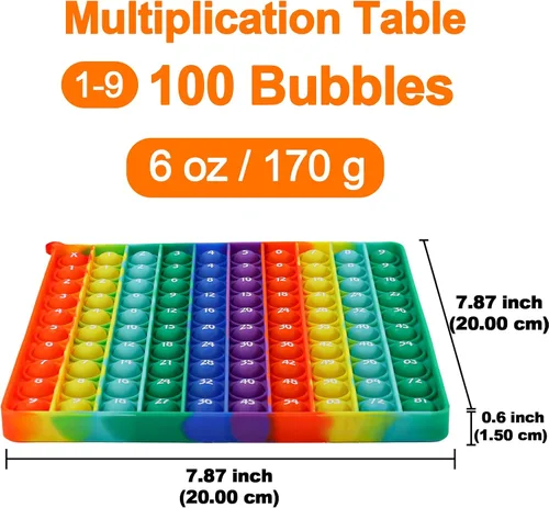 Vista 2 de uguetes para la ansiedad de tabla de multiplicación, juegos de matemáticas para reventar burbujas, regalos para niños, adultos, familia