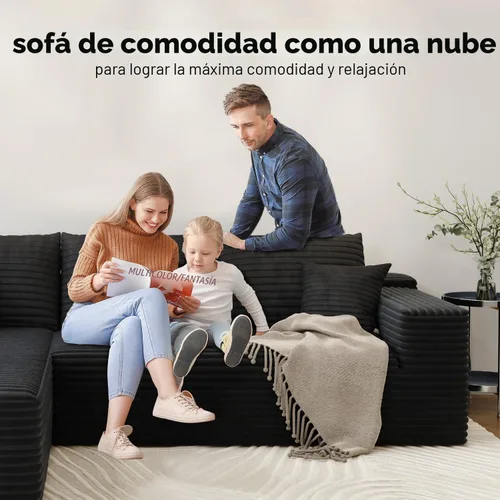 Vista 7 de Sofá seccional modular Cloud de 107.5 pulgadas con 1 otomana, sofás tapizados modernos minimalistas, cómodo sofá en forma de U para sala de estar
