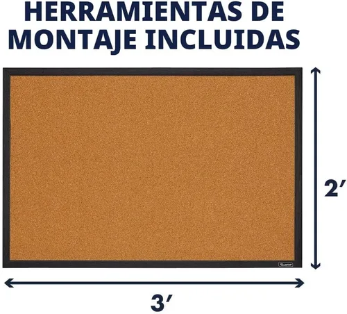 Vista 4 de Tablón de anuncios de corcho Quartet, tablero de corcho enmarcado, 2 x 3 pies, marco negro, tablero de mensajes, tablero de visión (MWDB2436-BK)