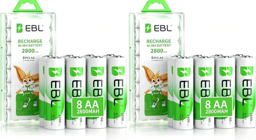 Vista 10 de EBL AA 2800mAh Baterías recargables Ni-MH de alto rendimiento, paquete de 4