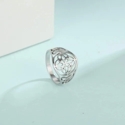 Vista 23 de TEAMER Anillo de nudo de brujas, amuleto celta de acero inoxidable, joyería vintage para mujer