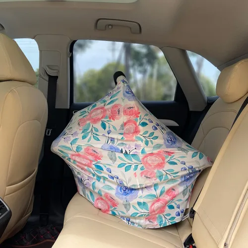 Vista 4 de Cubierta para asiento de coche para niños y niñas - Capota multiusos para lactancia, cochecito, cubierta para silla alta (Rosa)