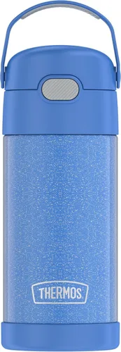 Vista 24 de THERMOS FUNTAINER - Botella de agua con pajilla, 12 onzas, botella de agua de acero inoxidable aislada al vacío para niños con tapa, color negro