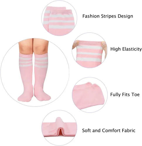 Vista 4 de Durio Calcetines de fútbol para niños, calcetines de fútbol de algodón suave para niños y niñas, calcetines deportivos hasta la rodilla