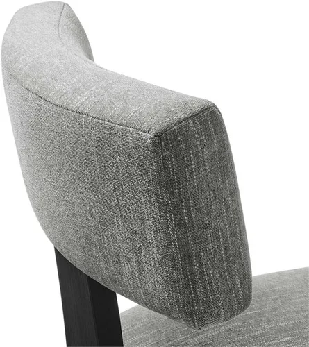 Vista 8 de Modway Nalani - Juego de 2 sillas de comedor sin brazos en tejido jaspeado, gris y negro, sillas auxiliares contemporáneas con patas de madera