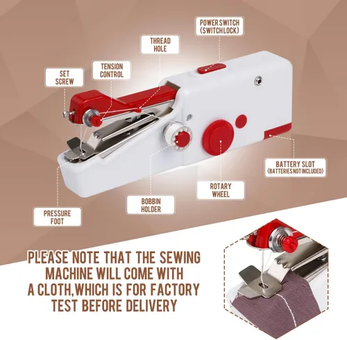Vista 5 de Máquina de coser de mano CS101, máquina de coser para principiantes, mini y kit de mano eléctrico portátil para adultos y niños de 8 a 12 años