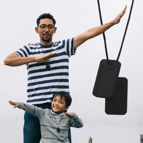 Vista 7 de Collar sensorial masticable para niños y adultos, colgante de etiqueta de perro de silicona masticable para autismo, TDAH, SPD, PICA y necesidades