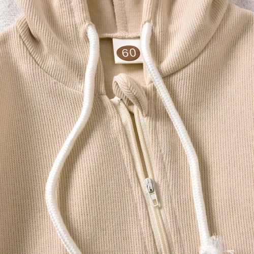 Vista 7 de Unutiylo Enterizo unisex de manga larga con cremallera y capucha para bebés y niñas