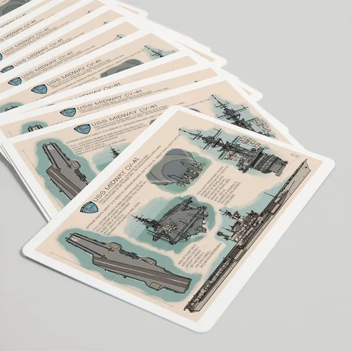 Vista 5 de Lantern Press San Diego, California, USS Midway Technical (52 cartas de juego, baraja de cartas de tamaño póquer con comodines)