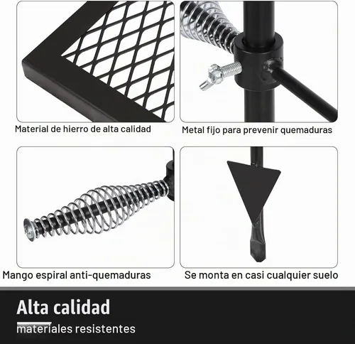 Vista 3 de REDCAMP Parrilla plegable giratoria para fogata, parrilla portátil para fogata sobre foso, rejilla de acero resistente y estante para fogata