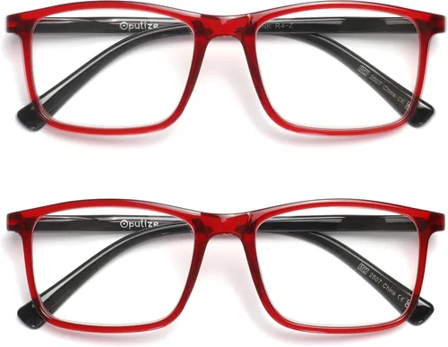Vista 11 de OPULIZE INK - Gafas de lectura – Paquete económico de 2 – Marco rectangular grande – Bisagras de resorte – Resistente a los arañazos – Brazo negro