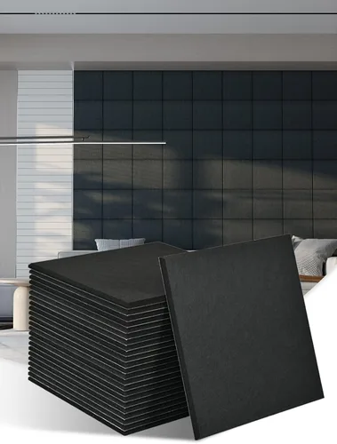Vista 13 de AKUMAX Paquete de 12 paneles acústicos de pared, paneles de pared adhesivos para paredes, paneles de fieltro PET de 12 pies cuadrados que absorben