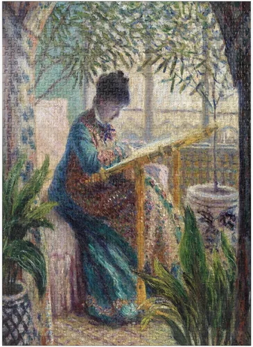 Vista 9 de MyPuzzle Madame Monet Embroidering 1875 by Claude Monet - Rompecabezas prémium de 100 piezas para adultos