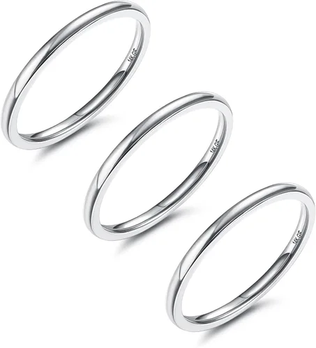 Vista 9 de LOYALLOOK Anillos apilables rellenos de oro de 14 quilates de 0.059 pulgadas para mujer, anillos de acero inoxidable lisos y delgados para nudillos