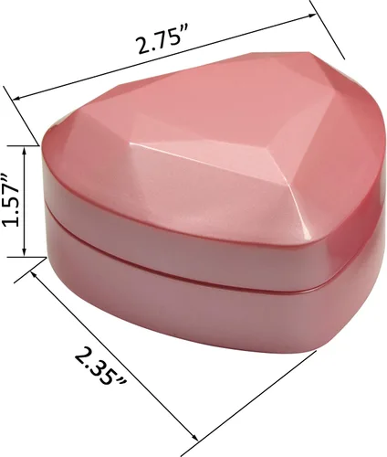 Vista 2 de Caja de anillos LED rosa para propuestas, bodas, compromisos, cumpleaños, día de San Valentín, Navidad del padre de la madre, diseño de corazón
