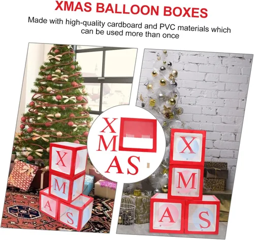 Vista 6 de Didiseaon 1 juego de cajas de globos de Navidad, cajas de globos de Navidad, juego de decoración de Navidad, globos transparentes de bautizo