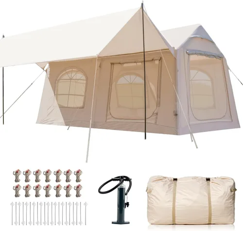 Vista 13 de Inflatable Tents for Camping, Blow Up Tent with Hand Pump, Easy Setup Inflatable Hot Tent with Stove Jack, Waterproof Oxford Air Glamping Tents for