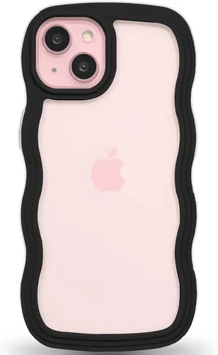 Vista 109 de Anuck Funda para iPhone 13 Pro con borde ondulado, diseño trasero transparente, agarre antideslizante, forma de marco rizado ondulado, a prueba