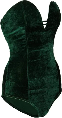 Vista 3 de Choies - Body de terciopelo para mujer, color negro, espalda cruzada, sin tirantes.