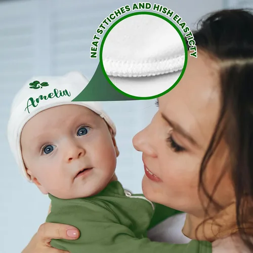 Vista 7 de Sombrero de bebé personalizado para el día irlandés 6 diseños de trébol con nombre Gorros personalizados para bebé niña del día de San Patricio