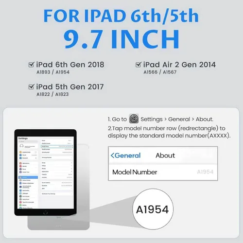 Vista 2 de OYEEICE Funda de teclado para iPad 6ª/5ª generación de 9.7 pulgadas, teclado inalámbrico desmontable retroiluminado de 7 colores, cubierta magnética