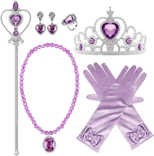 Vista 17 de Disfraz de princesa Sofía Rapunzel para niñas, disfraz de Halloween, Navidad, cumpleaños, fiesta con accesorios