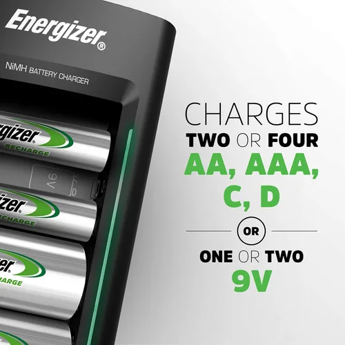 Vista 2 de Energizer Cargador universal de recarga para baterías recargables NiMH AA, AAA, C, D y 9V