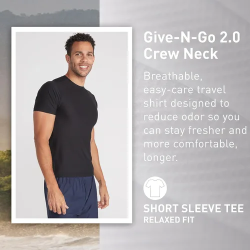 Vista 2 de ExOfficio Camiseta interior de viaje Give-N-Go 2.0 con cuello redondo para hombre, transpirable, duradera y fácil de cuidar