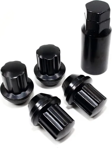 Vista 2 de Juego de 4 tuercas de rueda Veritek 14x1.5mm 38mm de longitud con llave hexagonal de 21mm y 22mm, negras, grandes, con asiento cónico
