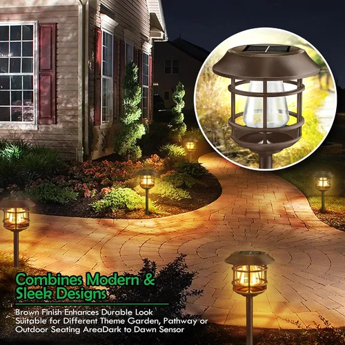 Vista 4 de PTH-080 - Luces solares para camino, 8 unidades, luces impermeables para jardín y patio, luces cálidas para jardín, jardín, jardín, jardín, paisaje