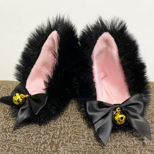 Vista 2 de Orejas de gato para casco, orejas de zorro con campana, accesorios para casco de campana, 2 unidades, diseño reutilizable (casco no incluido)