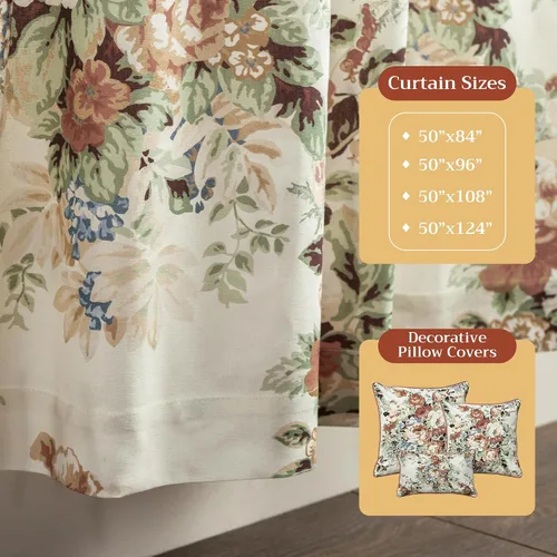 Vista 4 de Maison d' Hermine - Cortinas de 100% algodón, 1 panel, que filtran la luz, para sala de estar, dormitorio, con varilla y bolsillos de presillas, 005
