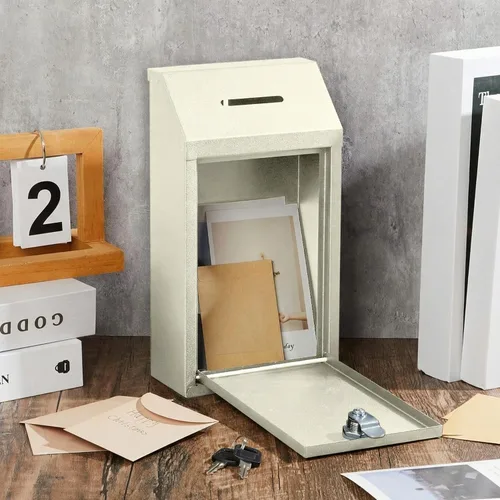 Vista 7 de Yaocom Caja de Recolectión de Donaciones de Efectivo de Metal Caja de Sugerencias Segura con Cerradura Montada en la Pared Buzón de Entrega
