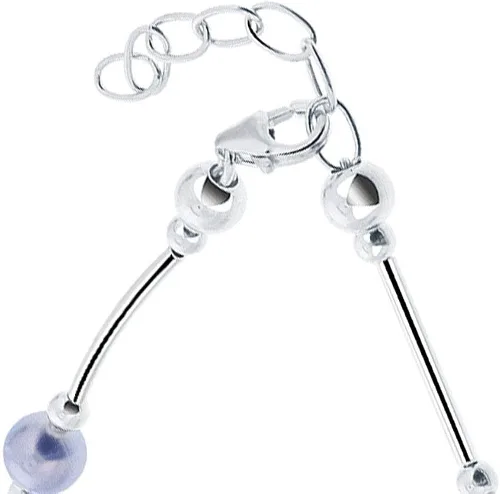 Vista 3 de Gem Avenue Tobillera ajustable de plata de ley con perlas de imitación azules redondas de 9 a 10 pulgadas para mujer, No aplicable