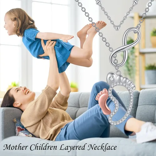Vista 6 de MONGAS Lariat - Collar en capas de plata de ley 925 en forma de Y, gargantilla en capas, regalos de joyería de Navidad para mujer