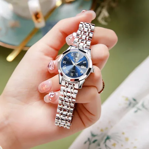 Vista 4 de OLEVS Reloj de pulsera para mujer, pequeño reloj de pulsera de acero inoxidable para mujer, reloj analógico de cuarzo para mujer