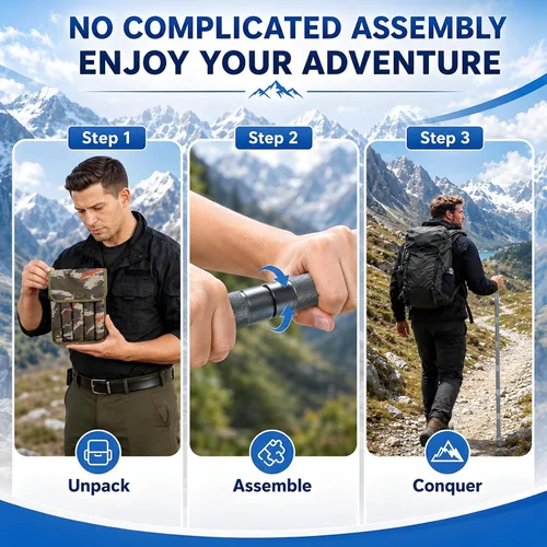Vista 5 de aiGear H2 Survive Tactical Walking Stick Multi Tool – 7-in-1 Survival Hiking Staff, Adjustable Trekking Poles for Men, Outdoor Self Defense Stick